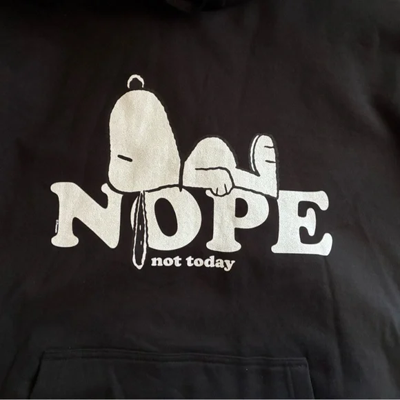 Black Snoopy 'Nope Not Today' Hoodie NWOT - Picture 4 of 6